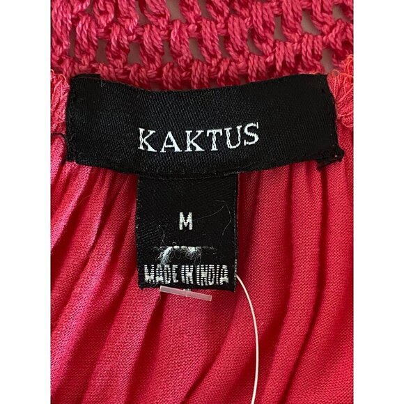Kaktus Pink Shift Mini Dress Sleeveless Crocheted Neckline Women's Medium NWT - Picture 4 of 10